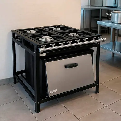 Fogão industrial 4 bocas 40x40 cm com forno - cristalaço