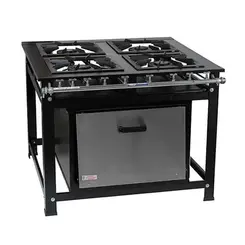 Fogão industrial 4 bocas 40x40 cm com forno - cristalaço