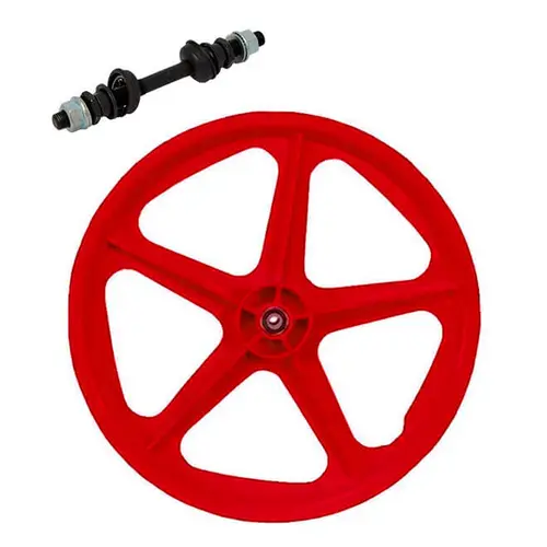 Roda dianteira extra nylon vermelha aro 20 de bicicleta completa