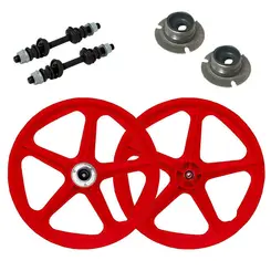Par de rodas extra nylon vermelha aro 20 de bicicleta dianteira e traseira