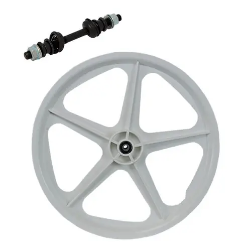 Roda dianteira extra nylon branca aro 20 de bicicleta completa