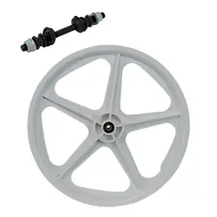 Roda dianteira extra nylon branca aro 20 de bicicleta completa