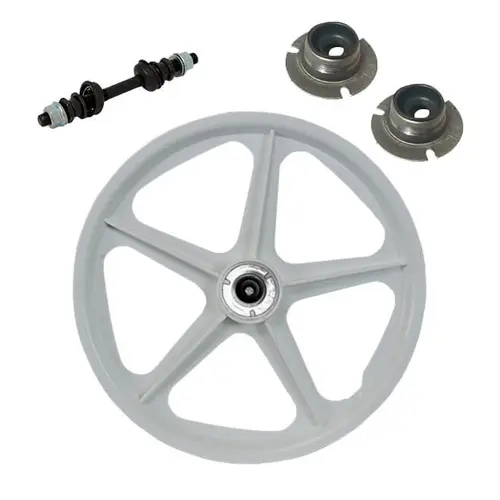 Roda traseira extra nylon branca aro 20 de bicicleta completa