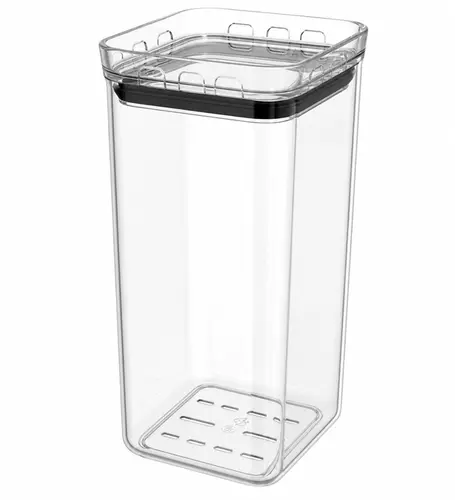 Pote hermético transparente quadrado 2,2l para granel cereais alimentos
