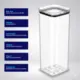 Pote hermético transparente quadrado 2,2l para granel cereais alimentos