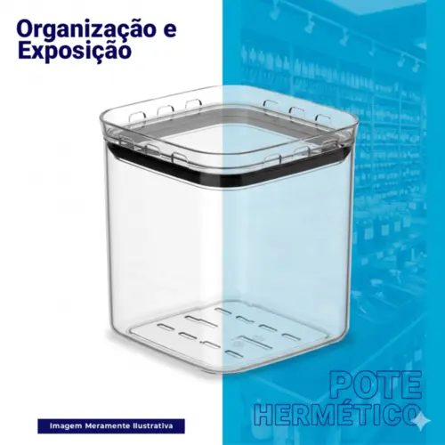 Pote hermético transparente quadrado 1l para granel cereais alimentos