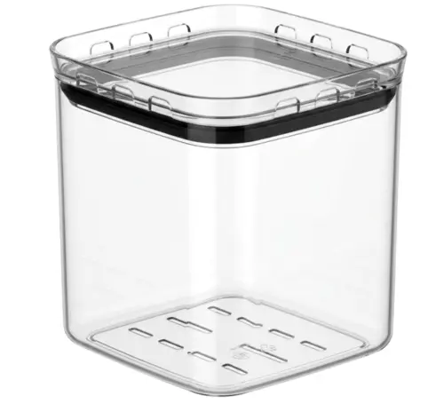Pote hermético transparente quadrado 1l para granel cereais alimentos
