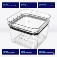 Pote hermético transparente quadrado 500ml para granel cereais alimentos