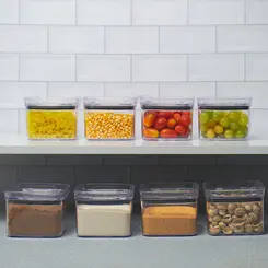 Pote hermético transparente quadrado 500ml para granel cereais alimentos