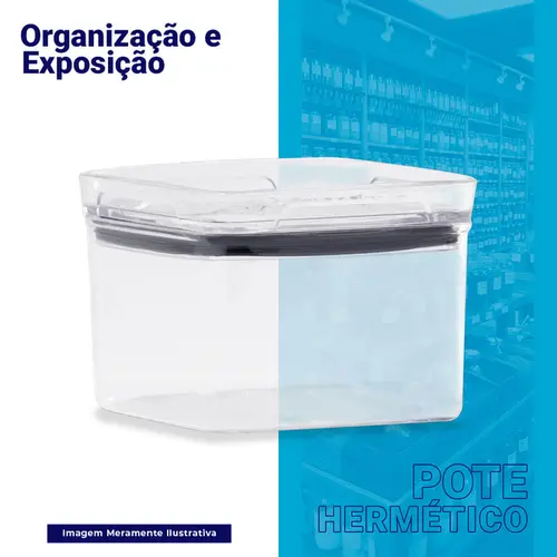 Kit 4 potes hermético transparente quadrado 500ml para granel cereais alimentos