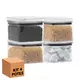 Kit 4 potes hermético transparente quadrado 500ml para granel cereais alimentos