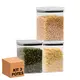 Kit 3 potes hermético transparente quadrado 1l para granel cereais alimentos