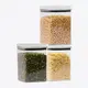 Kit 3 potes hermético transparente quadrado 1l para granel cereais alimentos