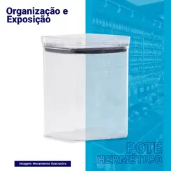 Kit 4 potes hermético transparente quadrado 1l para granel cereais alimentos