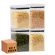 Kit 4 potes hermético transparente quadrado 1l para granel cereais alimentos