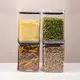 Kit 4 potes hermético transparente quadrado 1l para granel cereais alimentos
