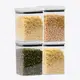 Kit 4 potes hermético transparente quadrado 1l para granel cereais alimentos