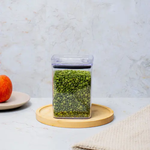 Kit 6 potes hermético transparente quadrado 1l para granel cereais alimentos