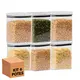 Kit 6 potes hermético transparente quadrado 1l para granel cereais alimentos