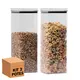 Kit 2 potes hermético transparente quadrado 2,2l para granel cereais alimentos