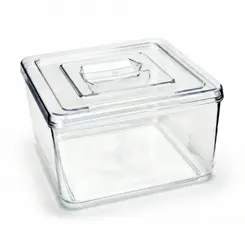 Pote em acrílico p/ granel cereais alimentos 3,5l quadrado c/ tampa
