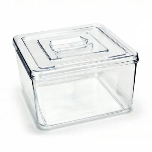 Kit 4 potes em acrílico p/ granel cereais alimentos 3,5l quadrado c/ tampa