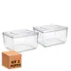 Kit 2 potes em acrílico p/ granel cereais alimentos 3,5l quadrado c/ tampa