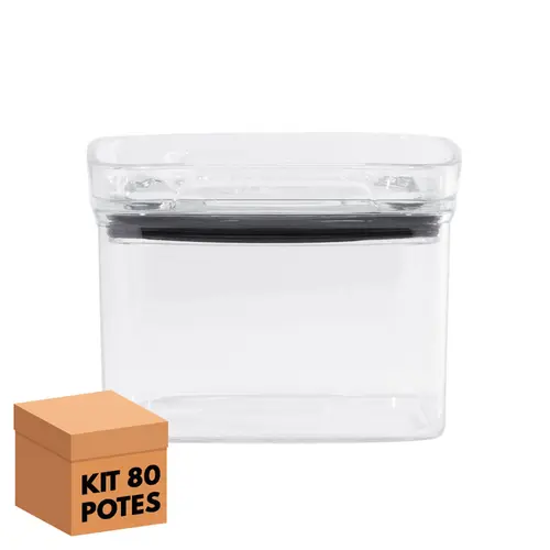 Kit 80 potes hermético transparente quadrado 500ml para granel cereais alimentos