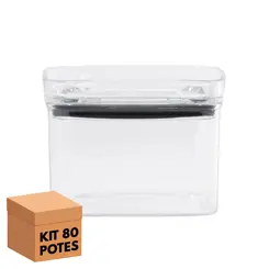 Kit 80 potes hermético transparente quadrado 500ml para granel cereais alimentos