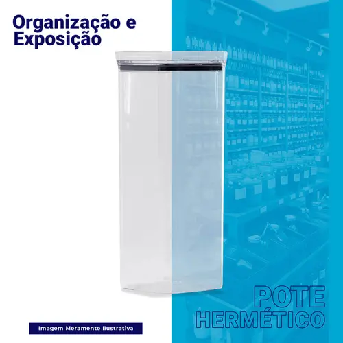 Kit 20 potes hermético transparente quadrado 2,2l para granel cereais alimentos