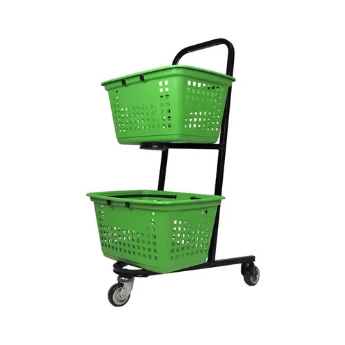 Carrinho de compras compacto duplo 50 litros verde cítrico