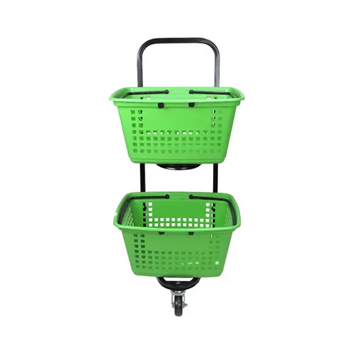 Carrinho de compras compacto duplo 50 litros verde cítrico