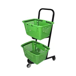 Carrinho de compras compacto duplo 50 litros verde cítrico