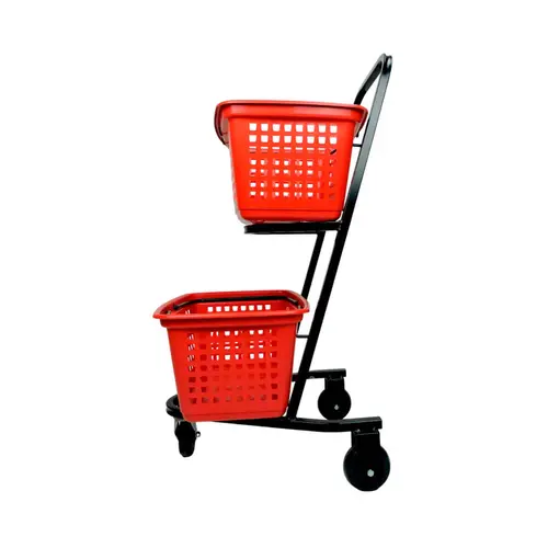 Carrinho de compras compacto duplo 50 litros vermelho