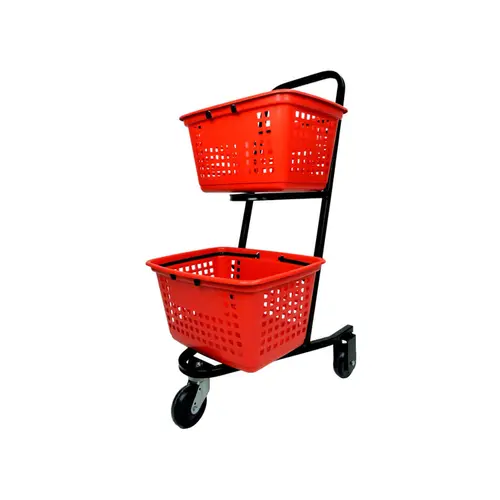 Carrinho de compras compacto duplo 50 litros vermelho