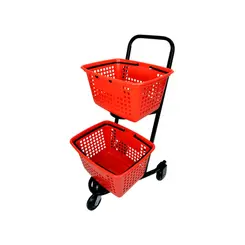 Carrinho de compras compacto duplo 50 litros vermelho