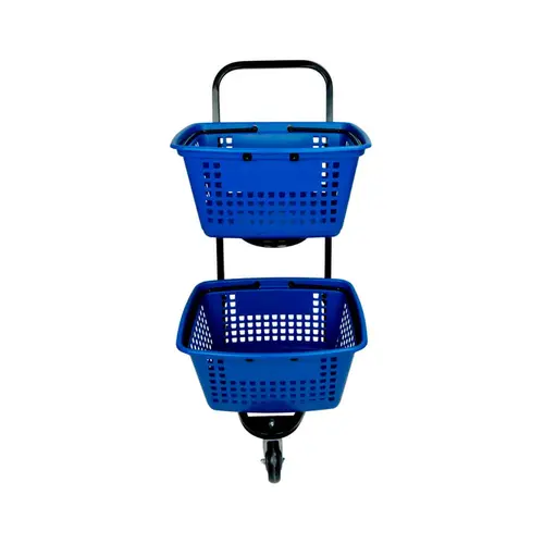 Carrinho de compras compacto duplo 50 litros azul