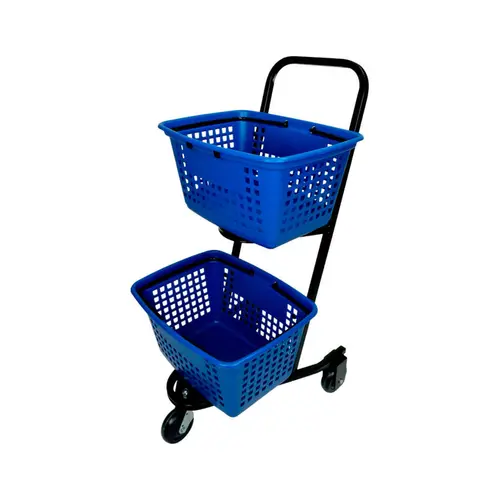 Carrinho de compras compacto duplo 50 litros azul