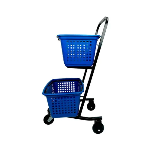 Carrinho de compras compacto duplo 50 litros azul