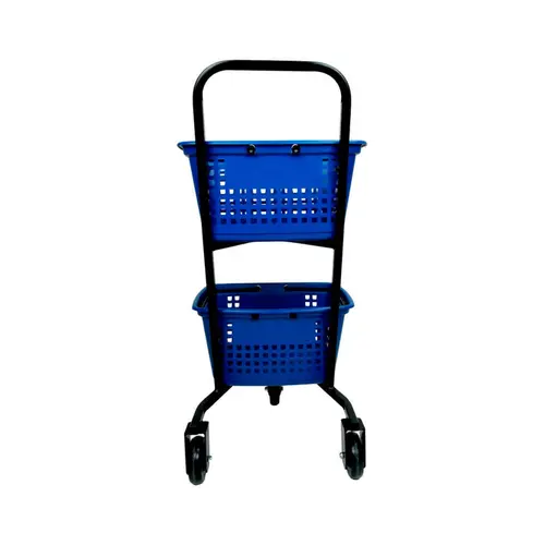 Carrinho de compras compacto duplo 50 litros azul