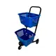 Carrinho de compras compacto duplo 50 litros azul
