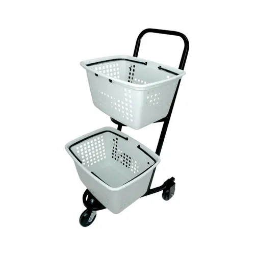 Carrinho de compras compacto duplo 50 litros branco