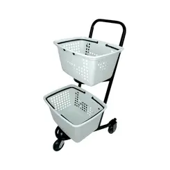 Carrinho de compras compacto duplo 50 litros branco