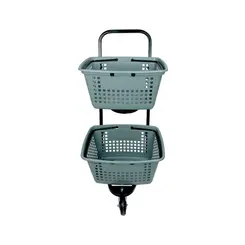 Carrinho de compras compacto duplo 50 litros cinza