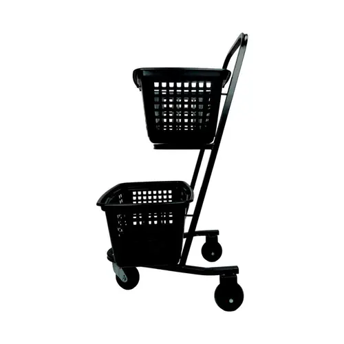 Carrinho de compras compacto duplo 50 litros preto