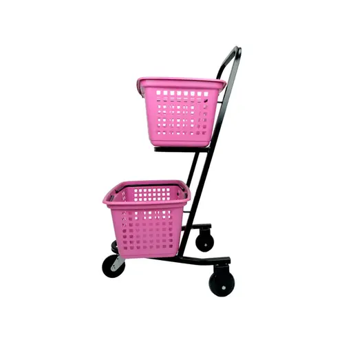 Carrinho de compras compacto duplo 50 litros rosa
