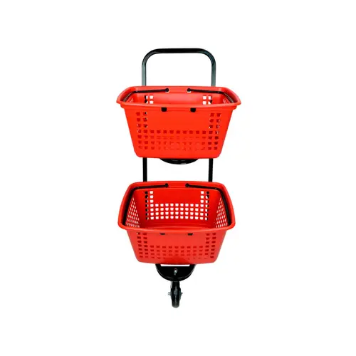 Kit 3 carrinhos de compras compacto duplo 50 litros vermelho