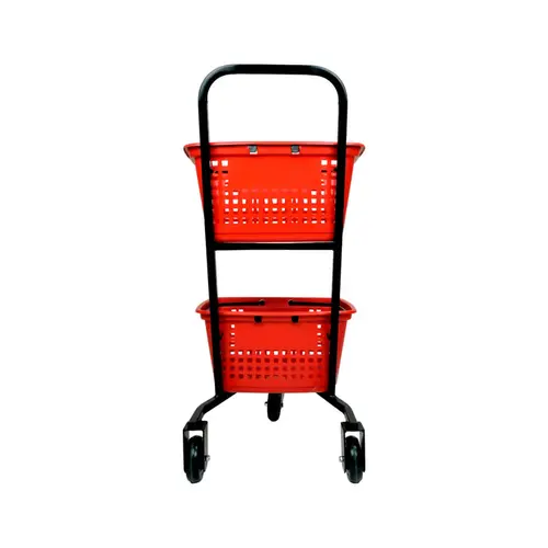 Kit 3 carrinhos de compras compacto duplo 50 litros vermelho