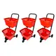 Kit 3 carrinhos de compras compacto duplo 50 litros vermelho