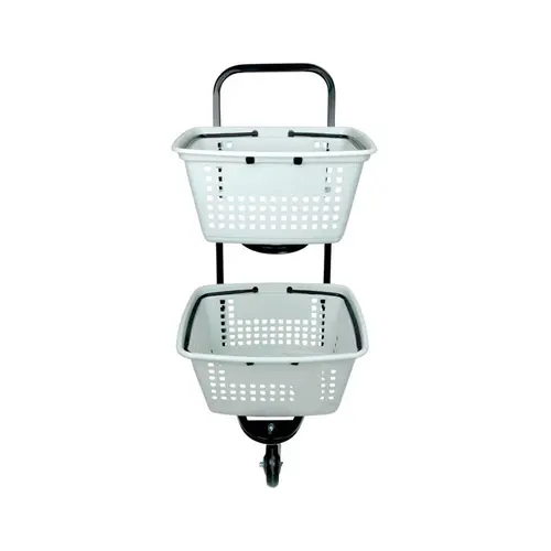 Kit 3 carrinhos de compras compacto duplo 50 litros branco